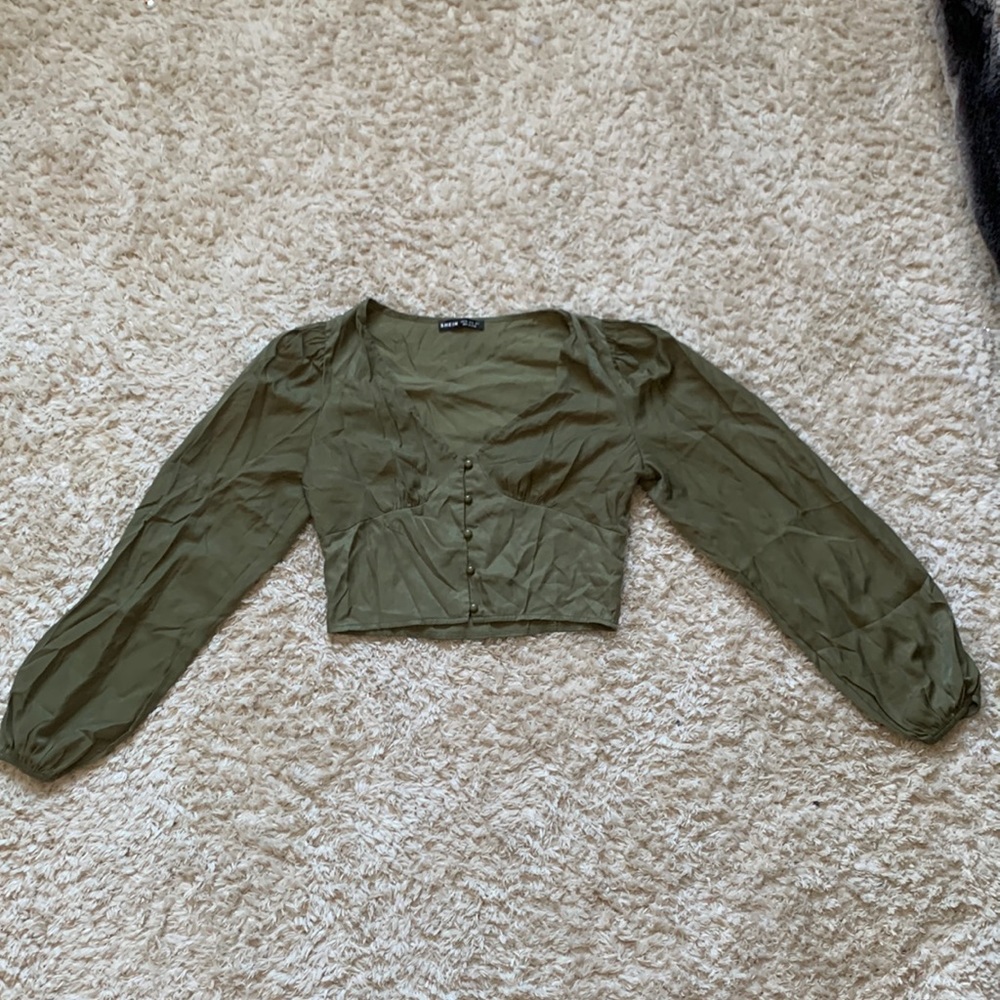 GREEN SHEIN BLOUSE CROPPED
